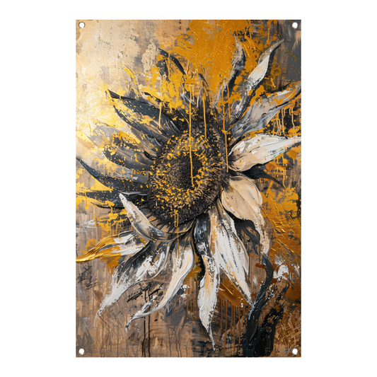 Dynamische Abstracte Zonnebloem in Explosieve Kleuren tuinposter