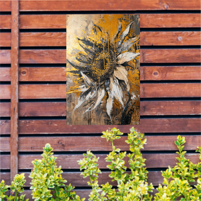 Dynamische Abstracte Zonnebloem in Explosieve Kleuren tuinposter