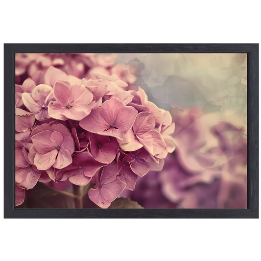 Hortensias in Zacht Roze canvas met baklijst