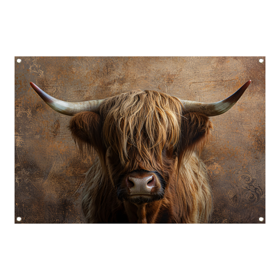 Schotse Hooglander Portret met Sepia Tinten tuinposter