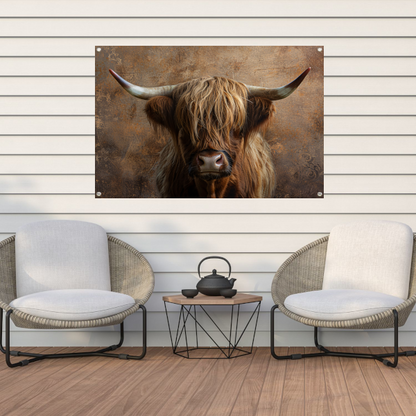 Schotse Hooglander Portret met Sepia Tinten tuinposter