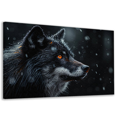 Intense wolvenblik in de sneeuw canvas