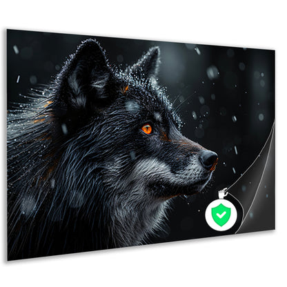 Intense wolvenblik in de sneeuw poster