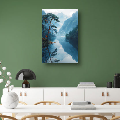 Eenzame boom in mistig bergmeer canvas