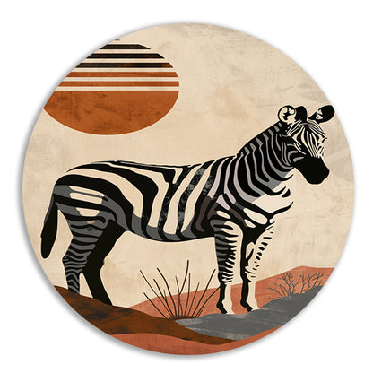 Zebra in de schaduw van een oranje zon forex muurcirkel