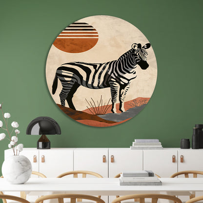 Zebra in de schaduw van een oranje zon forex muurcirkel
