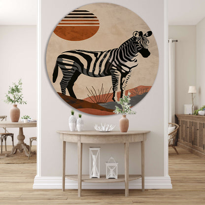 Zebra in de schaduw van een oranje zon forex muurcirkel