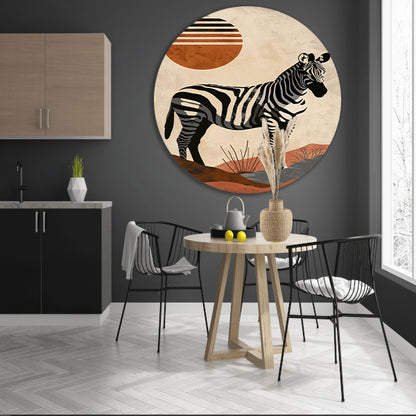 Zebra in de schaduw van een oranje zon forex muurcirkel