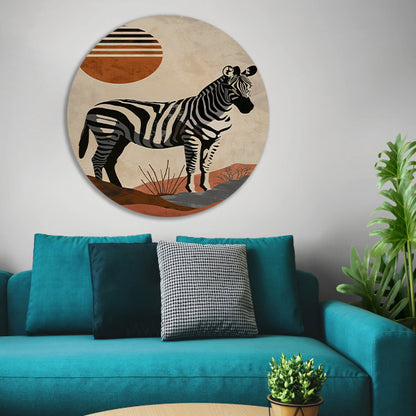 Zebra in de schaduw van een oranje zon forex muurcirkel