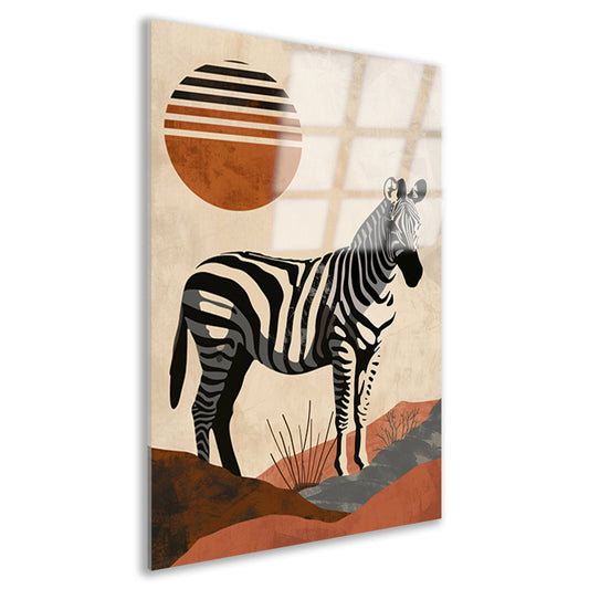 Zebra in de schaduw van een oranje zon acrylglas
