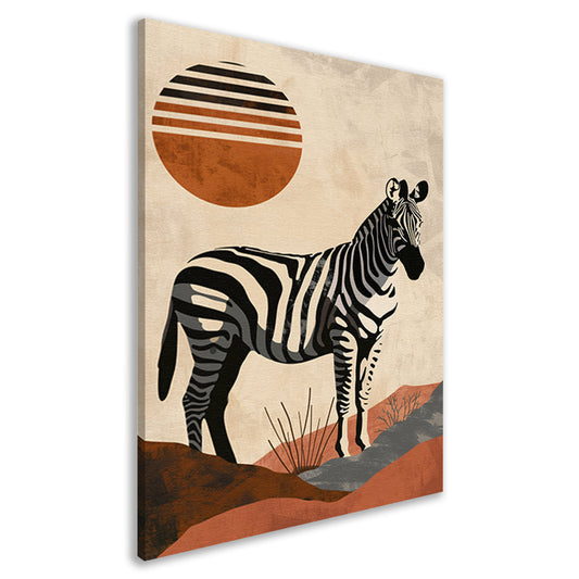 Zebra in de schaduw van een oranje zon canvas