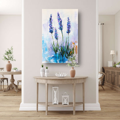 Impressionistisch schilderij van prachtige lavendelbloemen canvas met baklijst