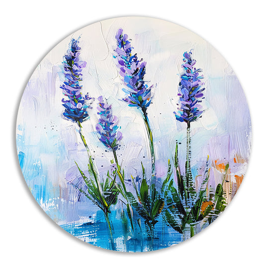 Impressionistisch schilderij van prachtige lavendelbloemen aluminium muurcirkel