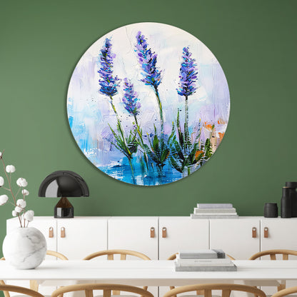 Impressionistisch schilderij van prachtige lavendelbloemen aluminium muurcirkel