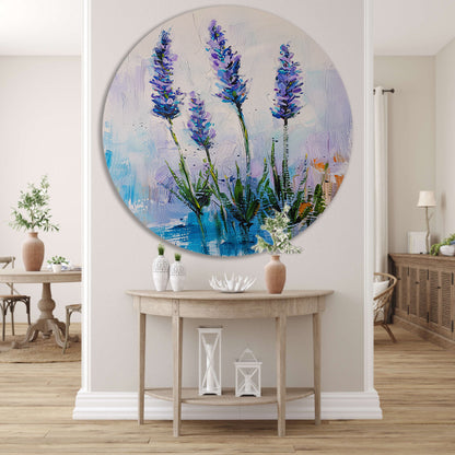 Impressionistisch schilderij van prachtige lavendelbloemen aluminium muurcirkel