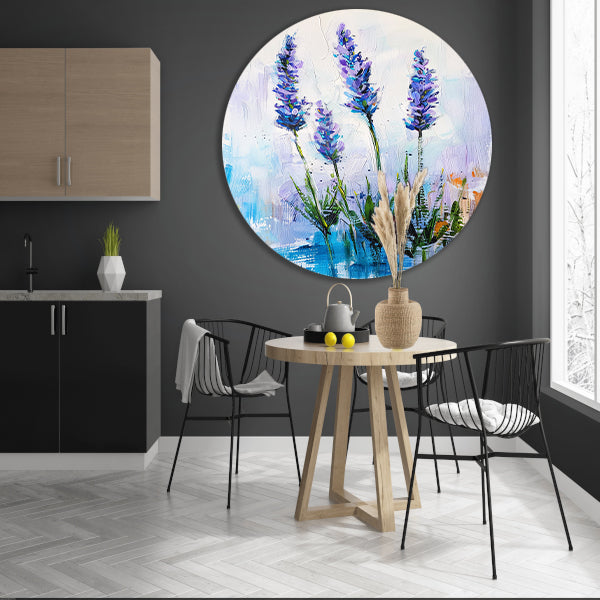 Impressionistisch schilderij van prachtige lavendelbloemen aluminium muurcirkel