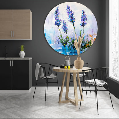 Impressionistisch schilderij van prachtige lavendelbloemen aluminium muurcirkel