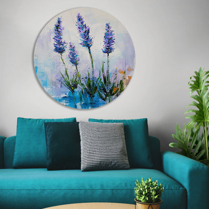 Impressionistisch schilderij van prachtige lavendelbloemen aluminium muurcirkel