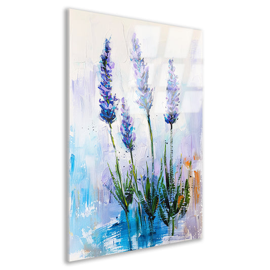 Impressionistisch schilderij van prachtige lavendelbloemen acrylglas