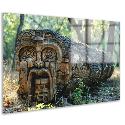 Houten gelaat in bos acrylglas