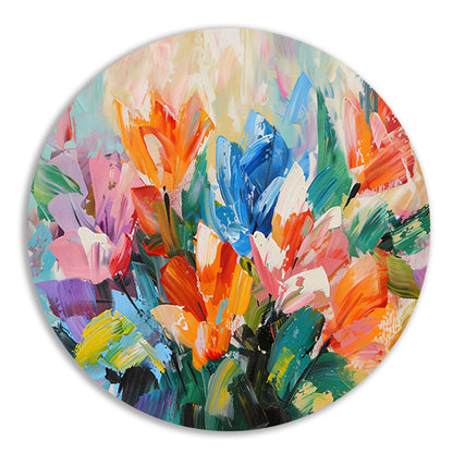 Levendige Abstracte Impressionistische Bloemenschilderij forex muurcirkel