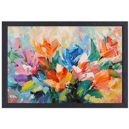 Levendige Abstracte Impressionistische Bloemenschilderij canvas met baklijst