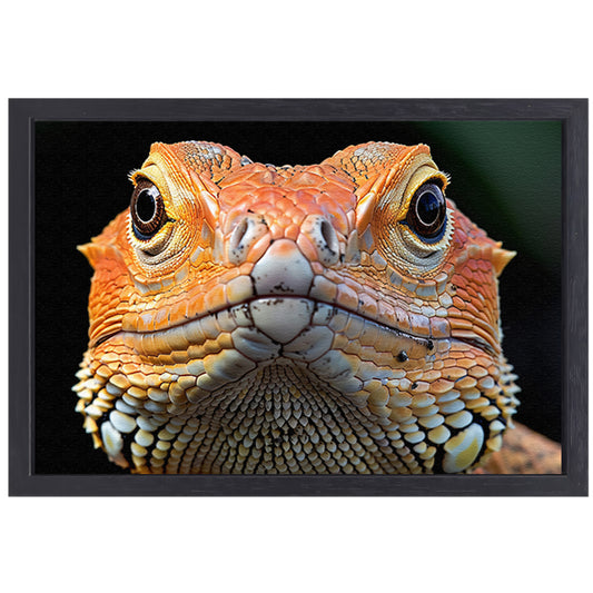 Intrigerende reptielenblik. canvas met baklijst