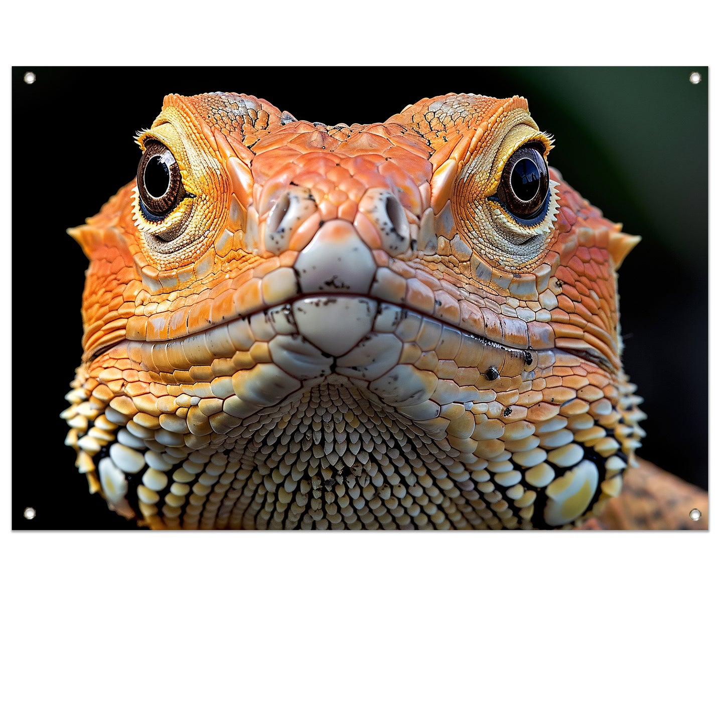 Intrigerende reptielenblik. tuinposter
