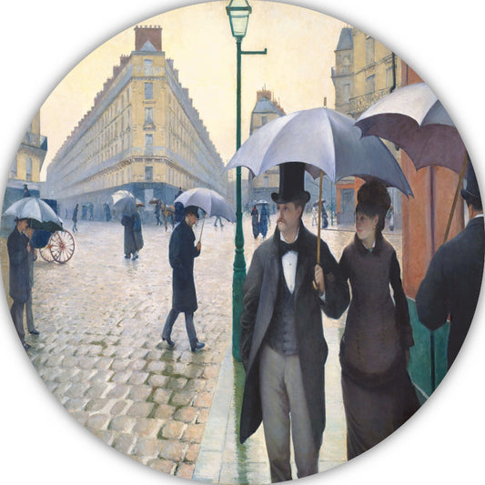 De straat van Parijs, regenachtig weer - Gustave Caillebotte aluminium muurcirkel