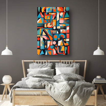 Kleurrijke abstracte kubistische patronen canvas