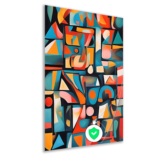 Kleurrijke abstracte kubistische patronen poster