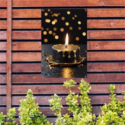 Elegante Zwarte Kaars met Gouden Glitters tuinposter