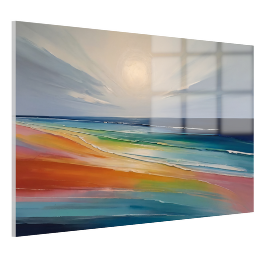Kleurrijke Abstractie van een Zonsondergang Strand acrylglas