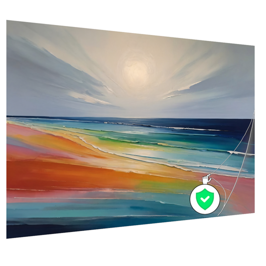 Kleurrijke Abstractie van een Zonsondergang Strand poster