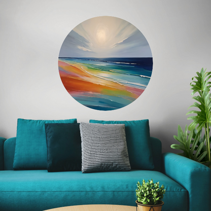 Kleurrijke Abstractie van een Zonsondergang Strand forex muurcirkel