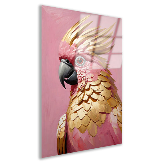 Roze en gouden papegaai op art nouveau Acrylglas