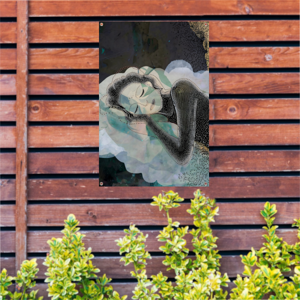 Abstract Portret van Dromerige Vrouw tuinposter