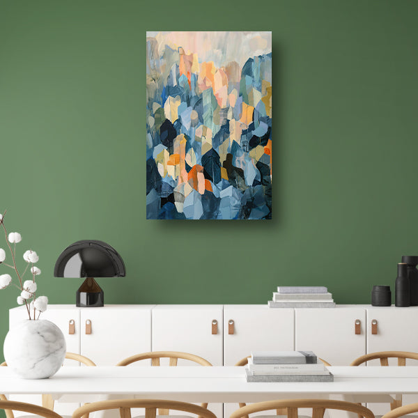 Abstract schilderij van bergachtige vormen poster