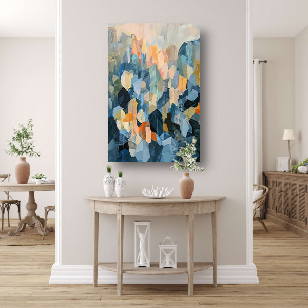 Abstract schilderij van bergachtige vormen poster
