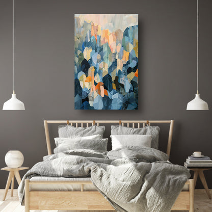 Abstract schilderij van bergachtige vormen poster