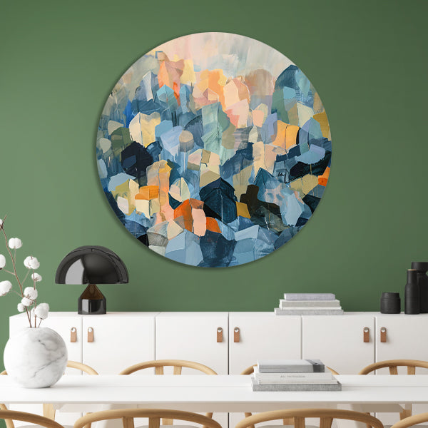 Abstract schilderij van bergachtige vormen forex muurcirkel