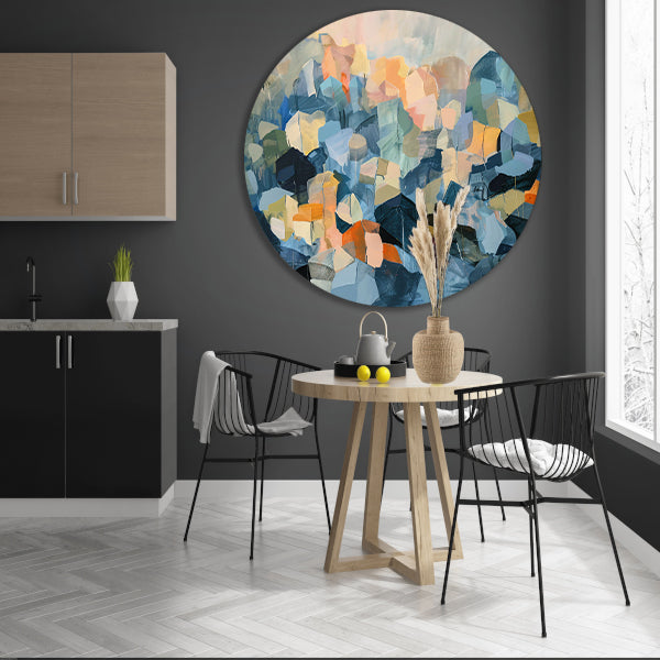 Abstract schilderij van bergachtige vormen forex muurcirkel