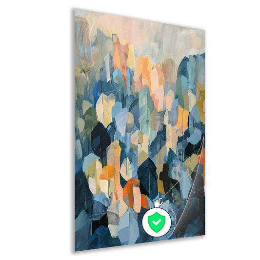Abstract schilderij van bergachtige vormen poster