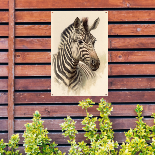 Zebraportret in close-up tuinposter