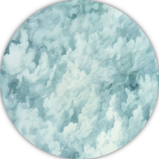 Schilderij van wolken in abstracte stijl aluminium muurcirkel