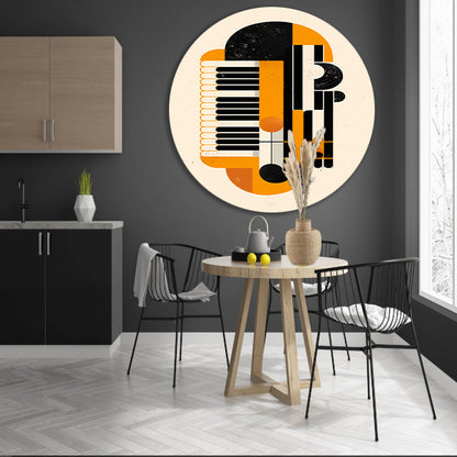 Abstract Accordeon in Levendige Kleuren aluminium muurcirkel