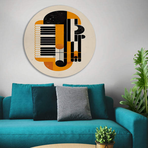 Abstract Accordeon in Levendige Kleuren aluminium muurcirkel