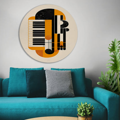 Abstract Accordeon in Levendige Kleuren aluminium muurcirkel