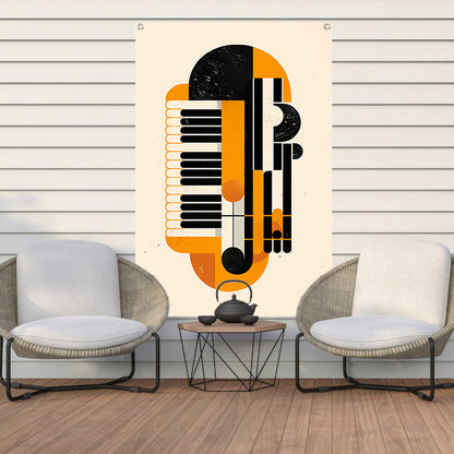 Abstract Accordeon in Levendige Kleuren tuinposter
