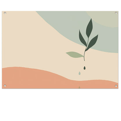 Minimalistische plant met waterdruppel   tuinposter